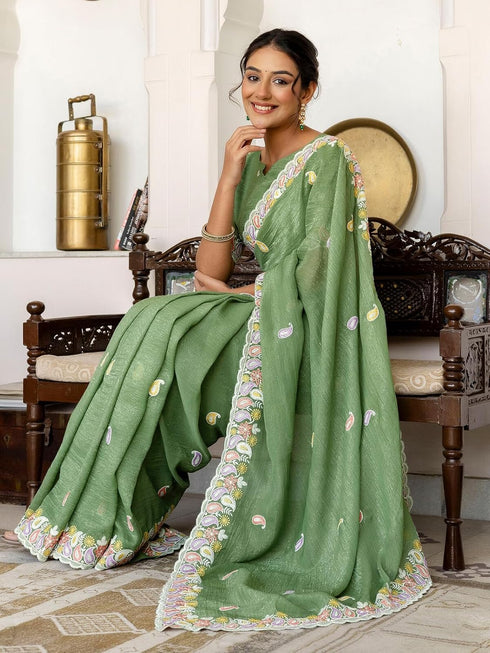 Vasthrlay Sequins Embroidery Black Saree