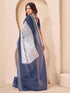 Vasthrlay Bandhani Embroidery White | Blue Saree With Unstitched Blouse Piece