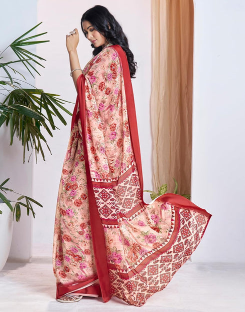 Vasthrlay Georgette Printed Unstitched Multicolor Saree