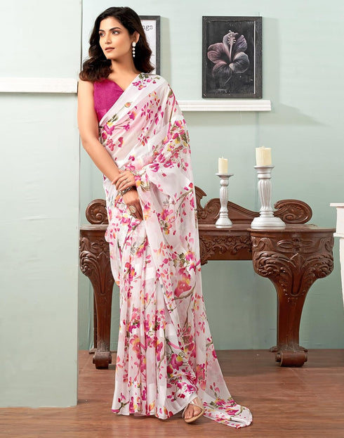 Vasthrlay Georgette Sequence Unstitched Black Saree