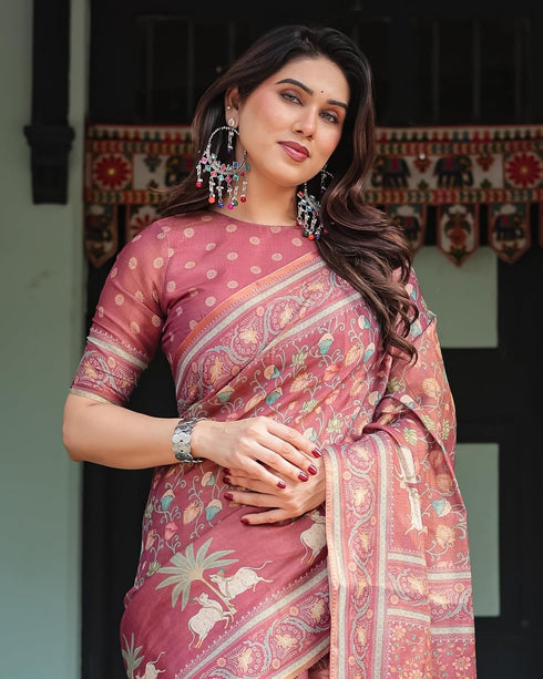 Vasthrlay Handloom Tassels Botanical Saree
