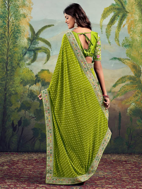 Vasthrlay Georgette Embroidery Rani Saree