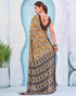 Vasthrlay Georgette Bandhani Grey Saree With Brown Unstitched Blouse Piece