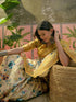 Vasthrlay Shimmer Printed Navy Navy Blue Saree