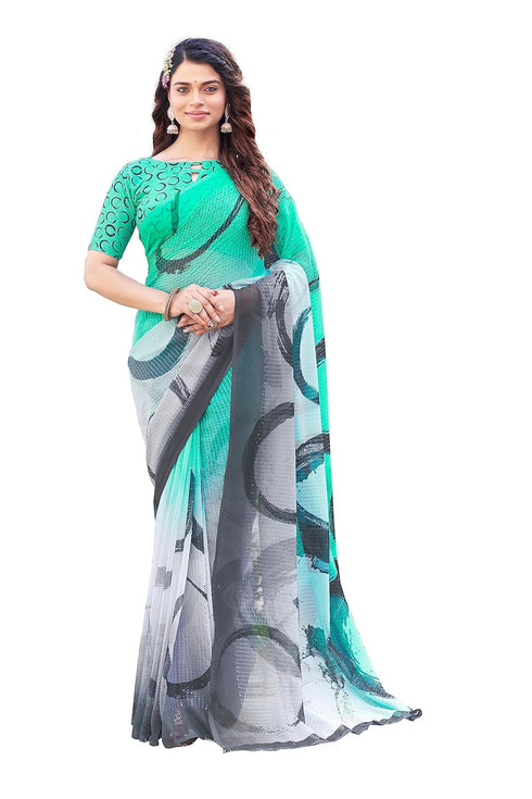 Vasthrlay Georgette Sequence White Ethnic Wear