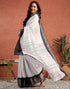 Vasthrlay Womens Printed Unstitched White Saree