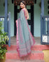 Vasthrlay Womens Printed Unstitched Light Green Saree