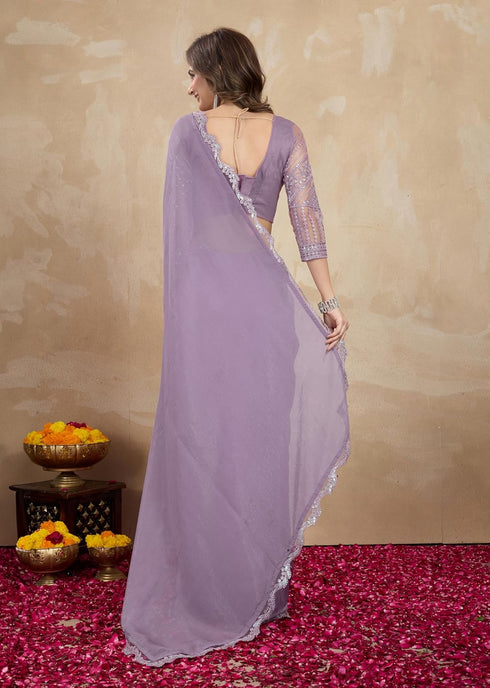 Vasthrlay Embroidery Unstitched Purple Ethnic Wear