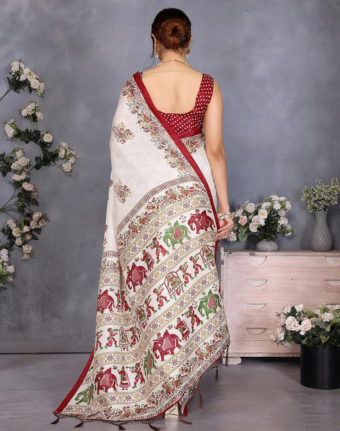 Vasthrlay Printed Unstitched Saree Az Ya Shaadi