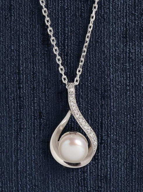 Clara 925 Sterling Silver Real Pearl Pendant chain
