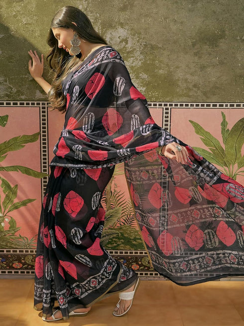 Vasthrlay Womens Printed Unstitched Beige Saree