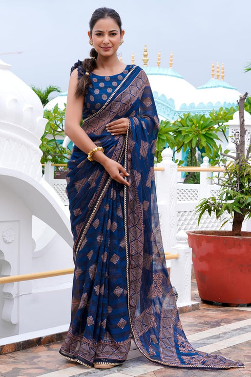 Vasthrlay Fashion Georgette Geometric Printed Ethnic Wear