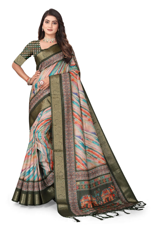 Vasthrlay Kanjivaram Elephant Unstitched Saree