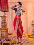 Vasthrlay Weaving Paithani Red Saree With Purple Unstitched Blouse Piece