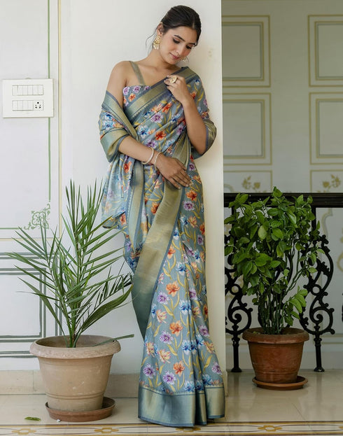 Vasthrlay Womens Striped Unstitched Dusty Pink Saree