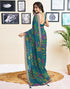Vasthrlay Chiffon Tassels Unstitched Dark Green Saree