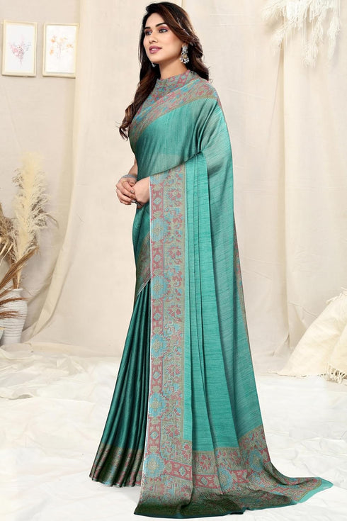 Vasthrlay Fashion Chiffon Dusty Turquoise Ethnic Wear