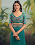 Vasthrlay Embroidery Traditional Teal Green Saree With Unstitched Blouse Piece