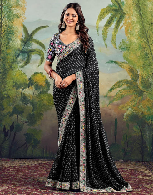 Vasthrlay Embroidery Traditional Unstitched Violet Saree