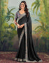 Vasthrlay Georgette Embroidery Black Saree With Multicolour Unstitched Blouse Piece