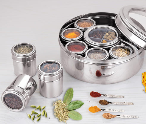STEEPLE 12 In 1 Stainless Steel Masala Box | Spice Box For Kitchen