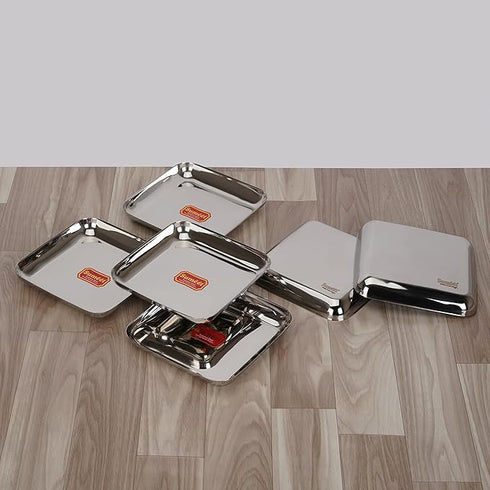 Stainless Steel Square Plate Set of 6pcs, 15cm