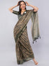 Vasthrlay Rust Striped | Floral | Solid Print Design Linen Saree