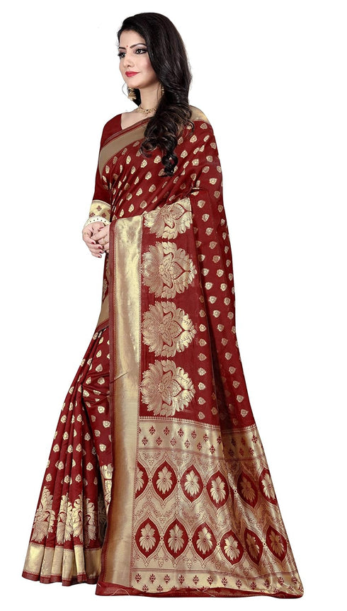 VasthrlayMaroon Banarasi Designing Pari Saree