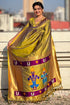 Vasthrlay Kanjivaram Paithani Unstitched Mahendi Ethnic Wear