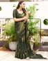 Vasthrlay Chiffon Bandhani Unstitched Olive Green Saree