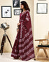 Vasthrlay Womens Printed Maroon Saree With Unstitched Blouse Piece