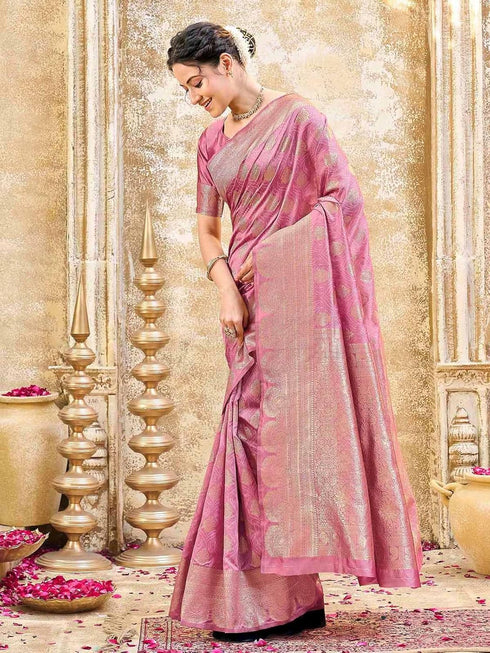 Vasthrlay Banarasi Weaving Mint Saree