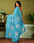 Vasthrlay Chanderi Printed Unstitched Blue Saree
