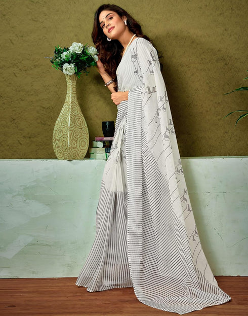Vasthrlay Womens Cotton Printed Yellow Saree