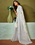 Vasthrlay Womens Cotton Printed Off White Saree With Unstitched Blouse Piece