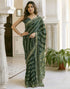 Vasthrlay Georgette Bandhani Green Saree With Unstitched Blouse Piece