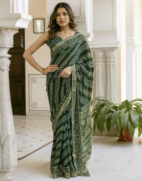 Vasthrlay Georgette Bandhani Unstitched Purple Saree
