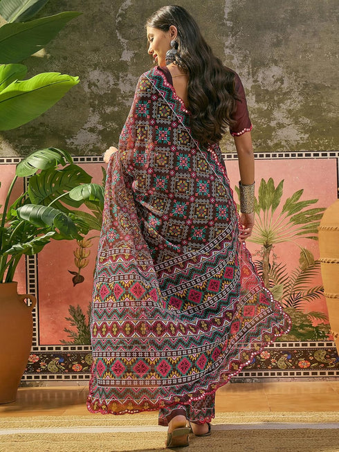 Vasthrlay Georgette Printed Blue Saree