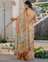 Vasthrlay Shimmer Printed Unstitched Beige Saree