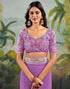 Vasthrlay Embroidery Traditional Light Purple Saree With Unstitched Blouse Piece