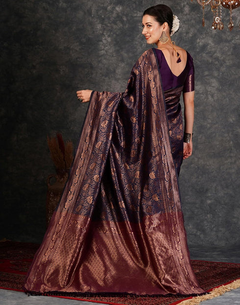 Vasthrlay Banarasi Kanjeevaram Unstitched Beige Saree