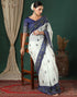 Vasthrlay Georgette Bandhani Unstitched White Saree