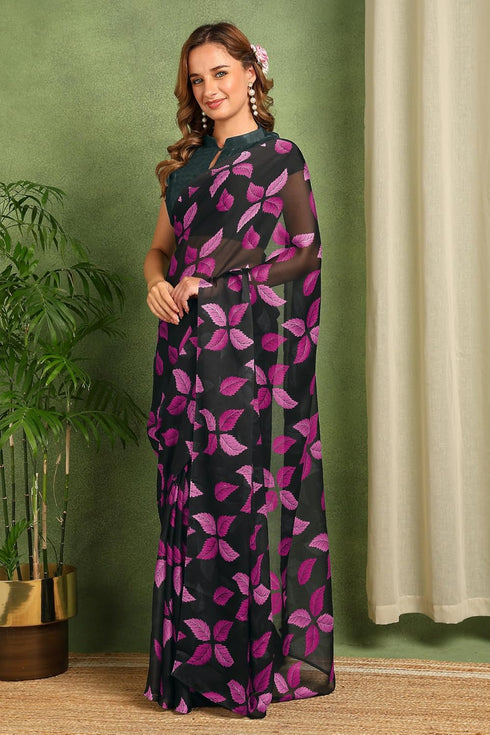 Vasthrlay Fashion Chiffon Printed Red Ethnic Wear