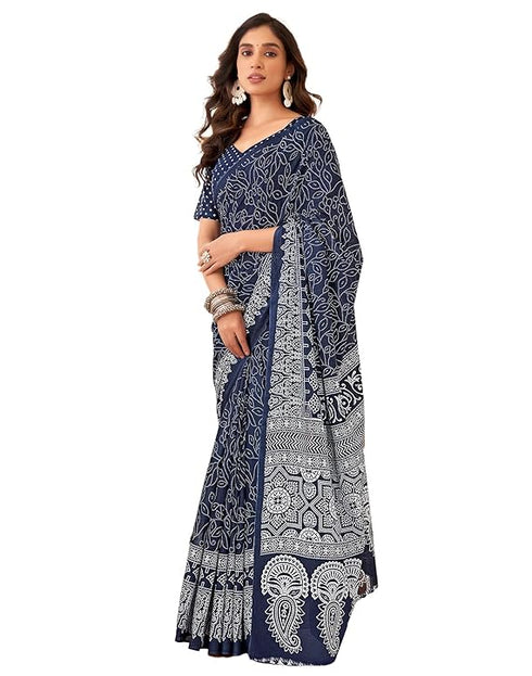 Siril Women'S Pure Cotton Printed Saree With Unstitched Blouse Piece