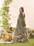 Vasthrlay Womens Printed Unstitched Sage Green Saree