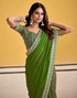 Vasthrlay Georgette Embroidery Unstitched Maroon Saree