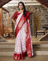 Vasthrlay Womens Printed Unstitched White Saree