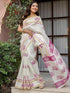Vasthrlay Shimmer Printed Off-White Saree With Unstitched Blouse Piece