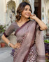 Vasthrlay Womens Printed Unstitched Maroon Saree