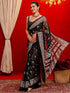 Vasthrlay Georgette Printed Dark Cream Saree With Unstitched Blouse Piece